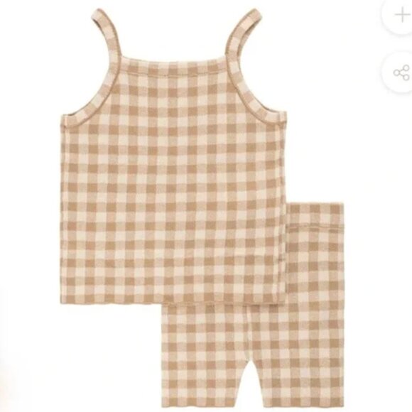 Pippin Other - Pippin Ginham Set 12-18 Months Taupe Top Shorts